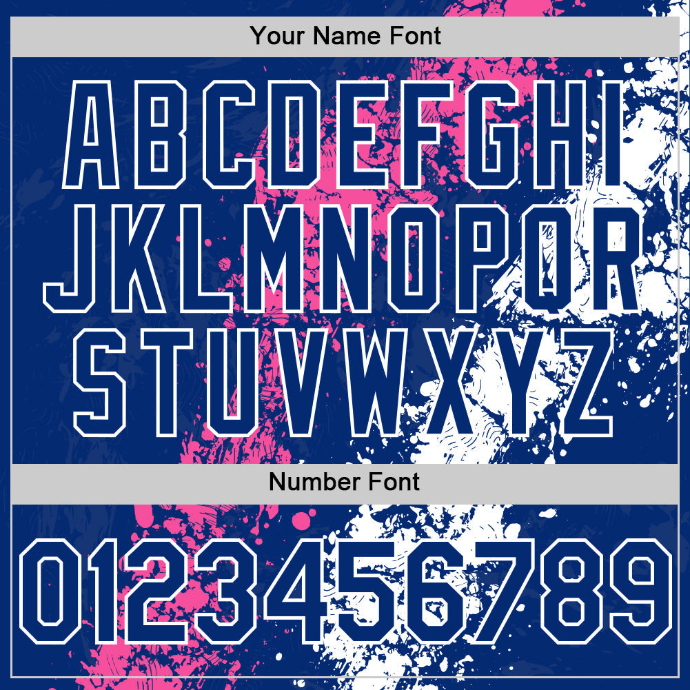 Custom Royal Pink-White Splash Art 3D Pattern Design Bomber Full-Snap Varsity Letterman Hoodie Jacket view 6