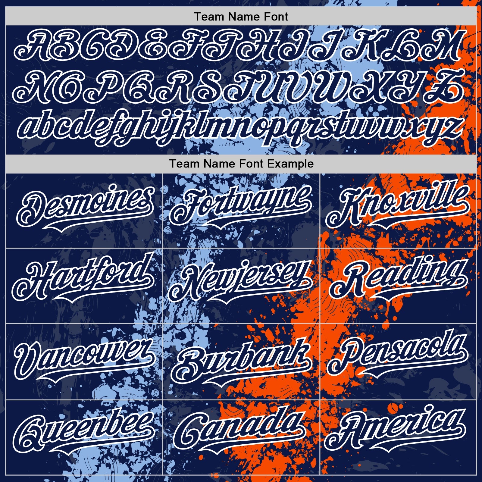 Custom Navy Light Blue Orange-White Splash Art 3D Pattern Design Bomber Full-Snap Varsity Letterman Hoodie Jacket view 5