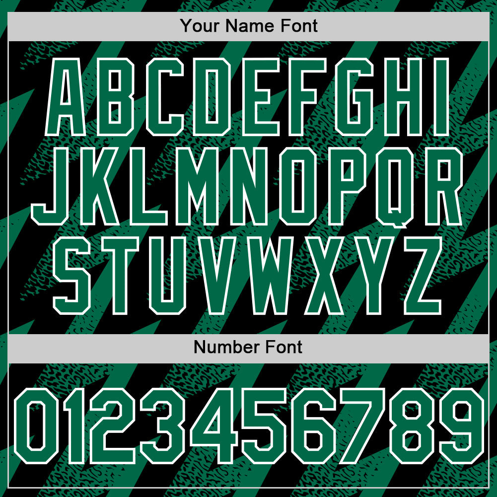 Custom Black Kelly Green-White Zigzag Shape 3D Pattern Design Bomber Full-Snap Varsity Letterman Hoodie Jacket view 6