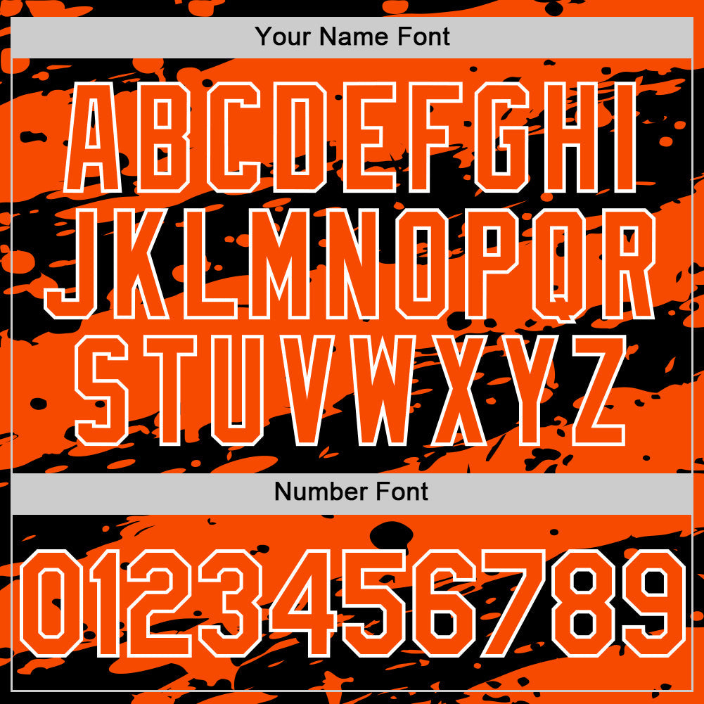 Custom Black Orange-White Splash 3D Pattern Design Bomber Full-Snap Varsity Letterman Hoodie Jacket view 6