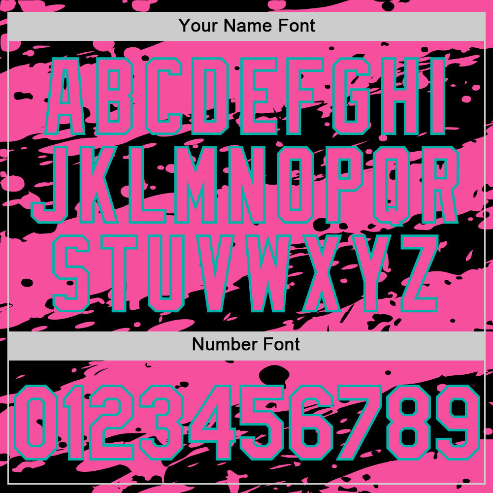 Custom Black Pink-Aqua Splash 3D Pattern Design Bomber Full-Snap Varsity Letterman Hoodie Jacket view 6