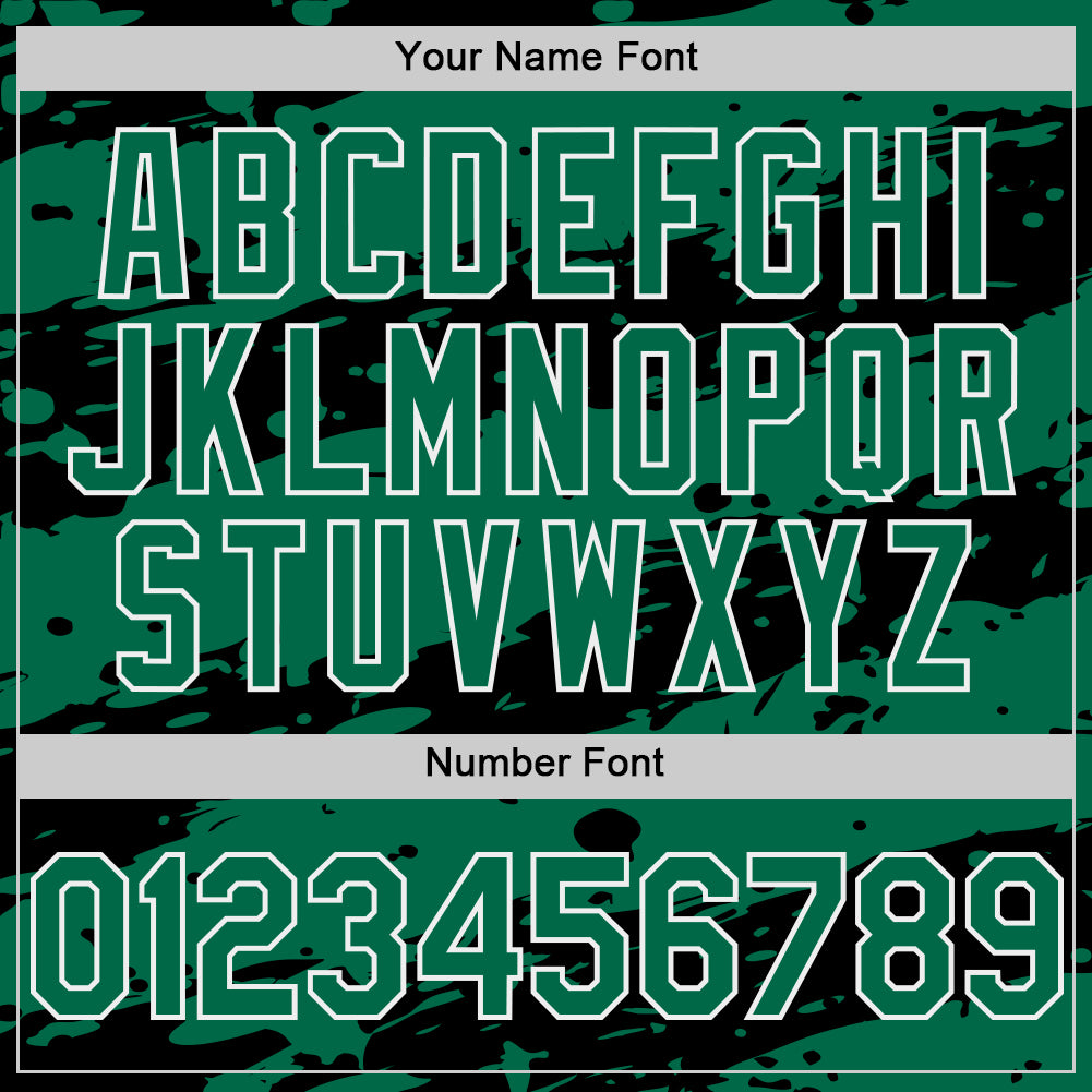 Custom Black Kelly Green-White Splash 3D Pattern Design Bomber Full-Snap Varsity Letterman Hoodie Jacket view 6