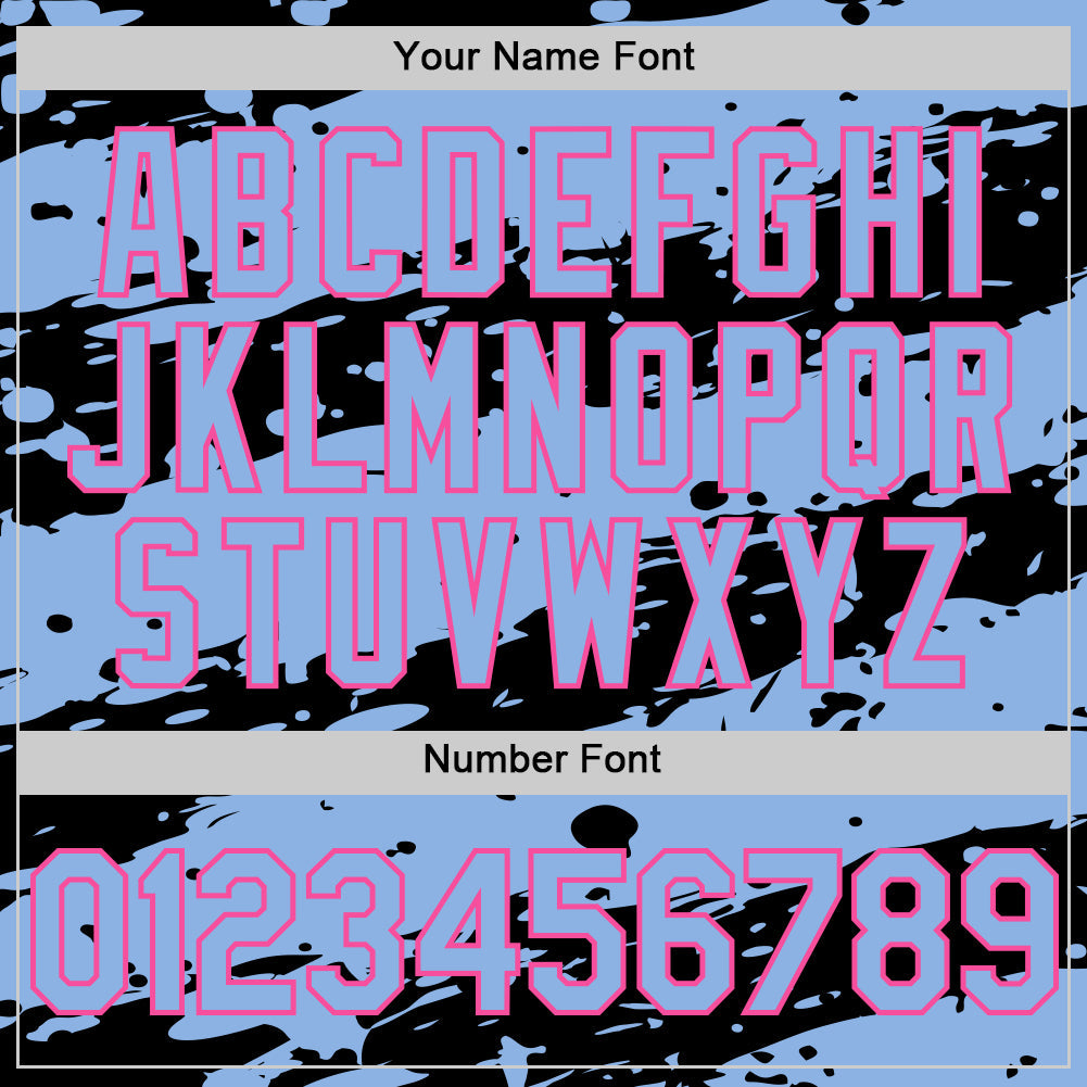 Custom Black Light Blue-Pink Splash 3D Pattern Design Bomber Full-Snap Varsity Letterman Hoodie Jacket view 6