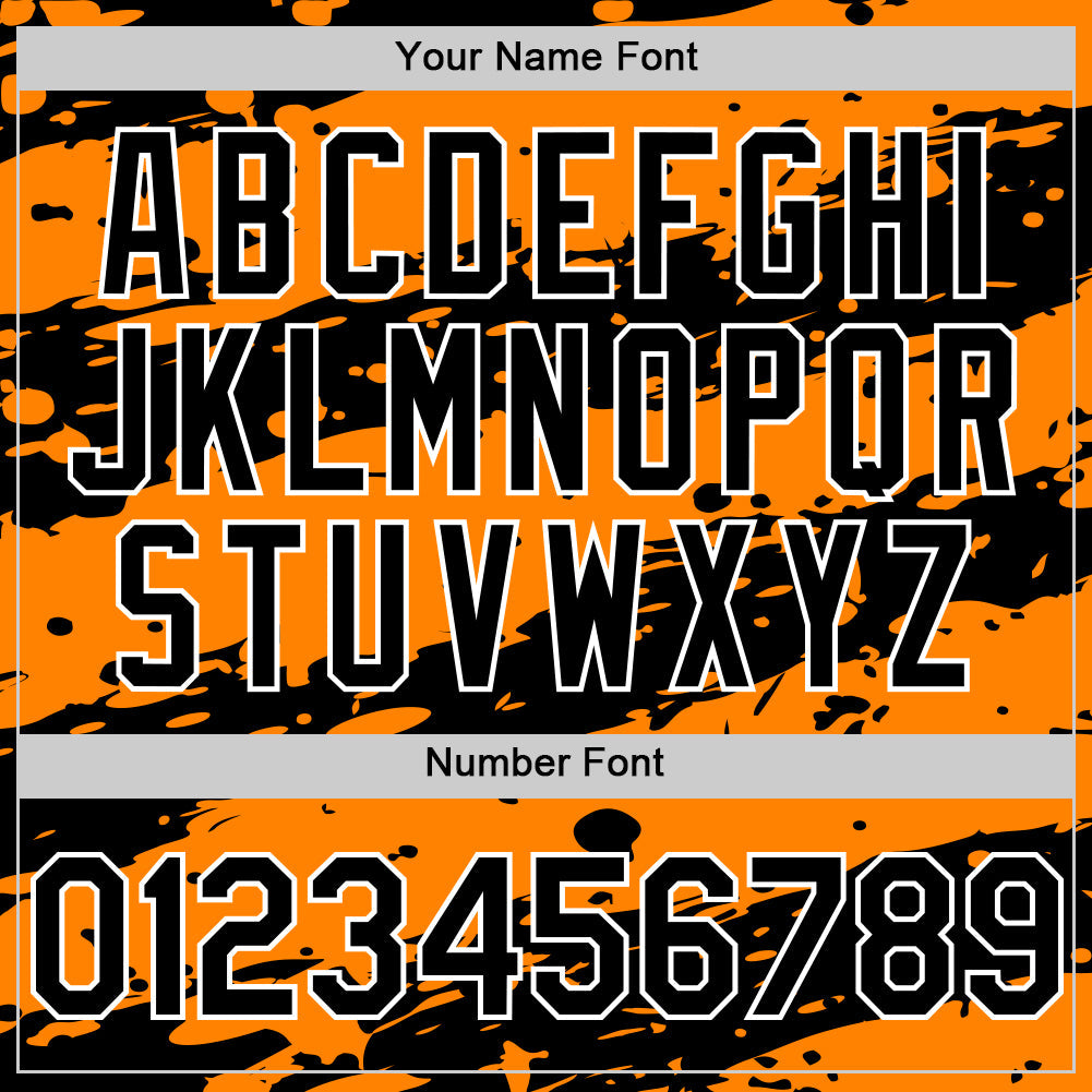 Custom Bay Orange Black-White Splash 3D Pattern Design Bomber Full-Snap Varsity Letterman Hoodie Jacket view 6