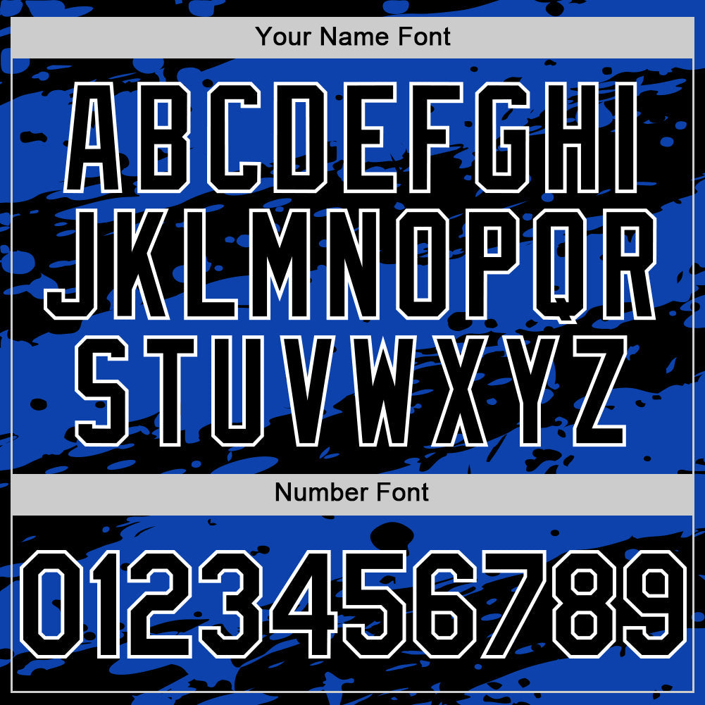Custom Thunder Blue Black-White Splash 3D Pattern Design Bomber Full-Snap Varsity Letterman Hoodie Jacket view 6