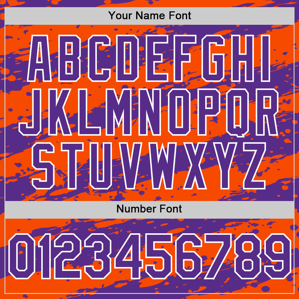 Custom Orange Purple-White Splash 3D Pattern Design Bomber Full-Snap Varsity Letterman Hoodie Jacket view 6