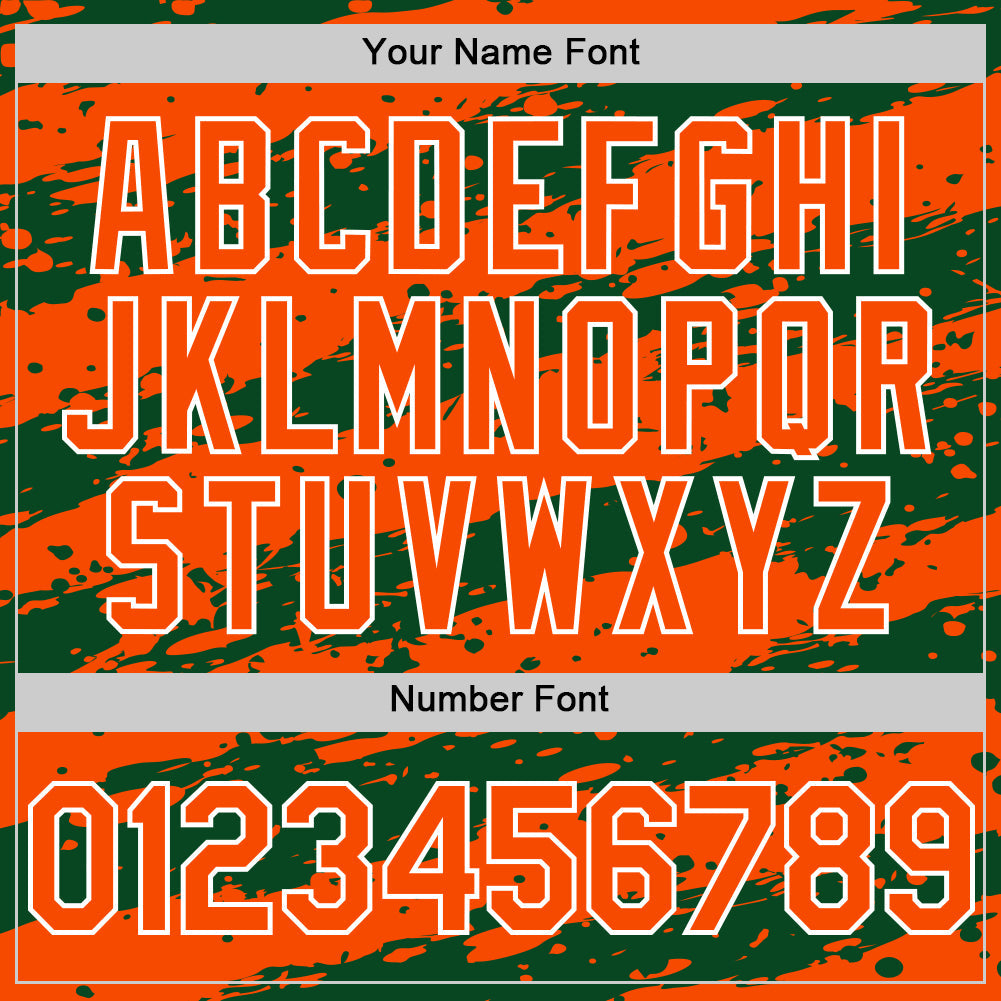Custom Green Orange-White Splash 3D Pattern Design Bomber Full-Snap Varsity Letterman Hoodie Jacket view 6