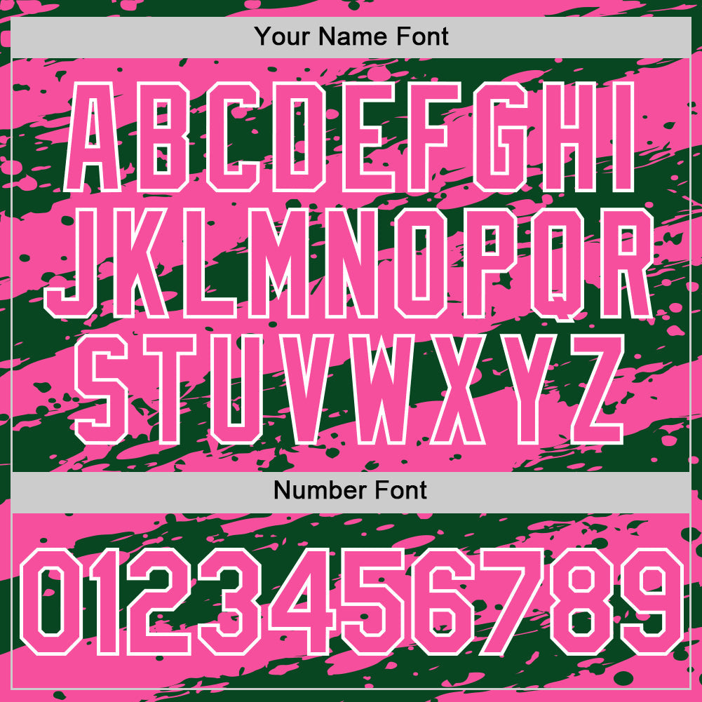 Custom Green Pink-White Splash 3D Pattern Design Bomber Full-Snap Varsity Letterman Hoodie Jacket view 6