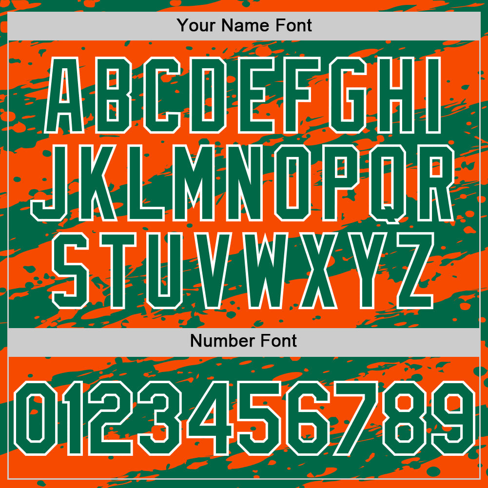 Custom Orange Kelly Green-White Splash 3D Pattern Design Bomber Full-Snap Varsity Letterman Hoodie Jacket view 6