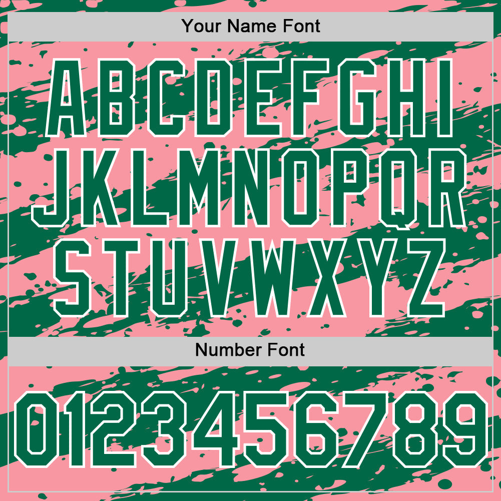 Custom Medium Pink Kelly Green-White Splash 3D Pattern Design Bomber Full-Snap Varsity Letterman Hoodie Jacket view 6