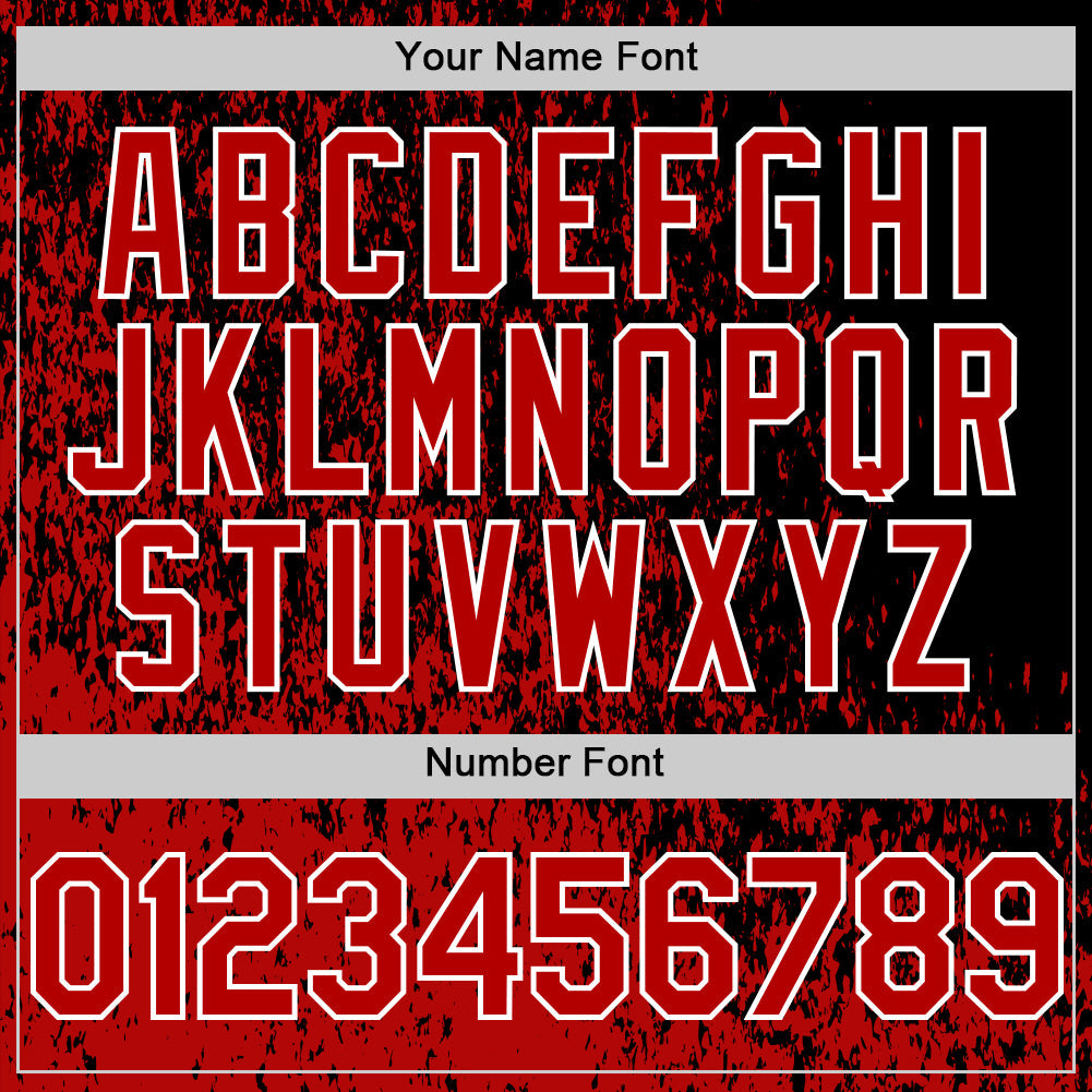 Custom Black Red-White Abstract Fragment Art 3D Pattern Design Bomber Full-Snap Varsity Letterman Hoodie Jacket view 6