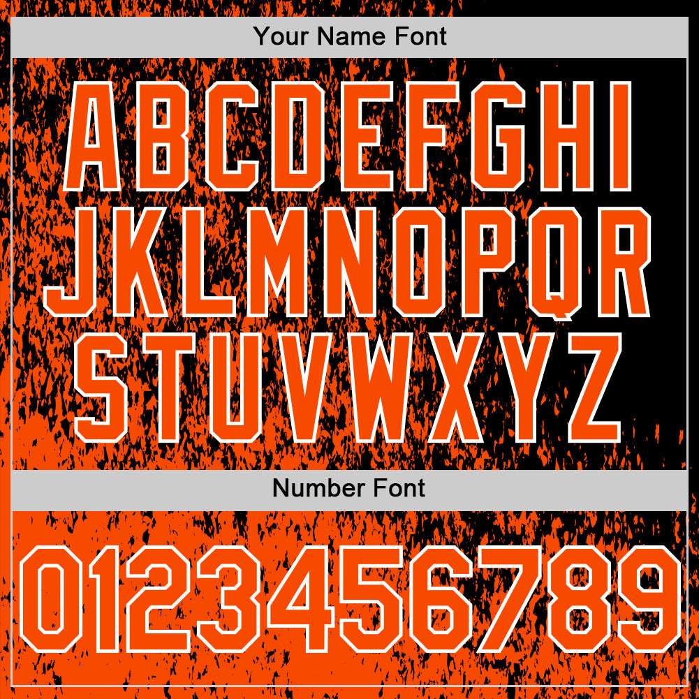Custom Black Orange-White Abstract Fragment Art 3D Pattern Design Bomber Full-Snap Varsity Letterman Hoodie Jacket view 6