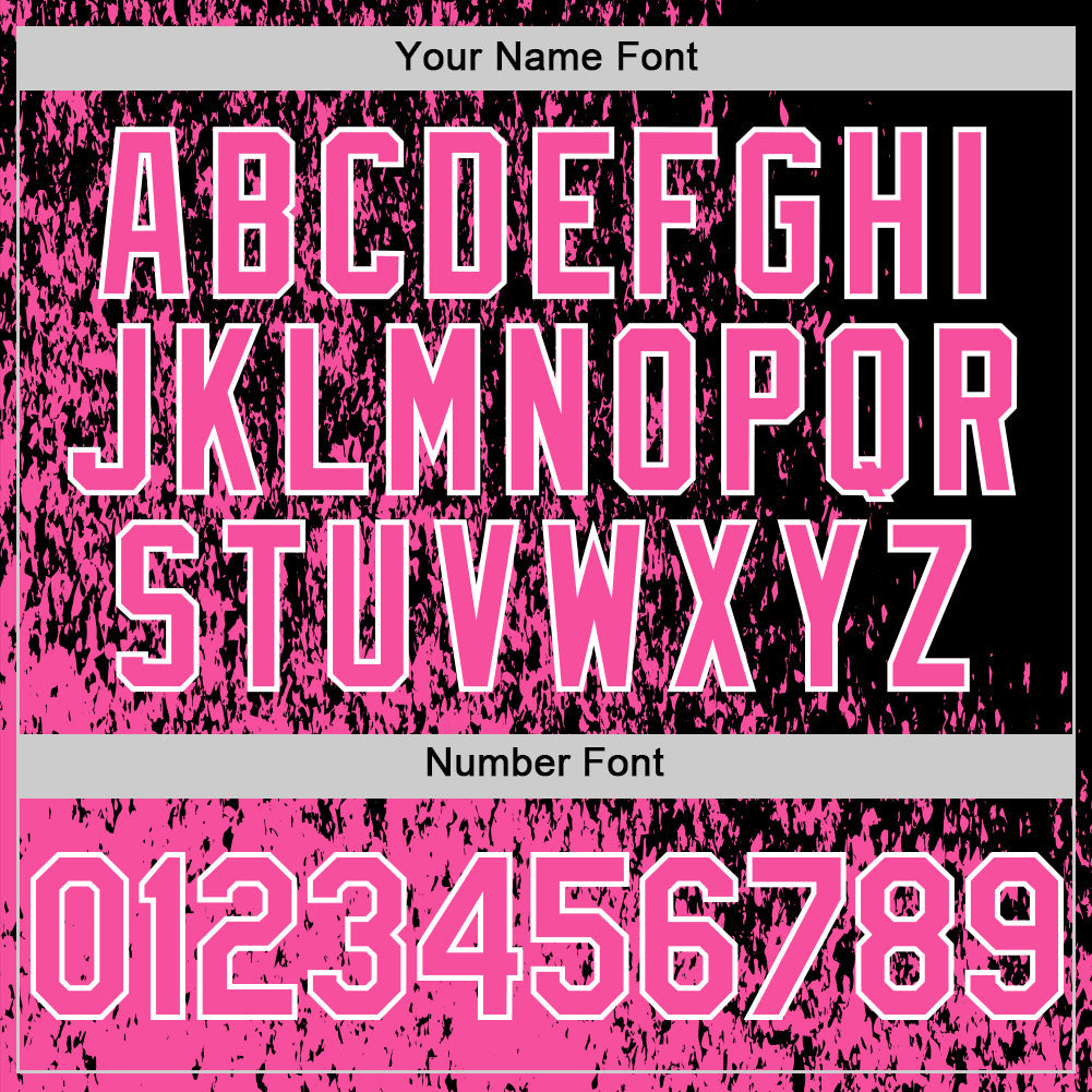 Custom Black Pink-White Abstract Fragment Art 3D Pattern Design Bomber Full-Snap Varsity Letterman Hoodie Jacket view 6
