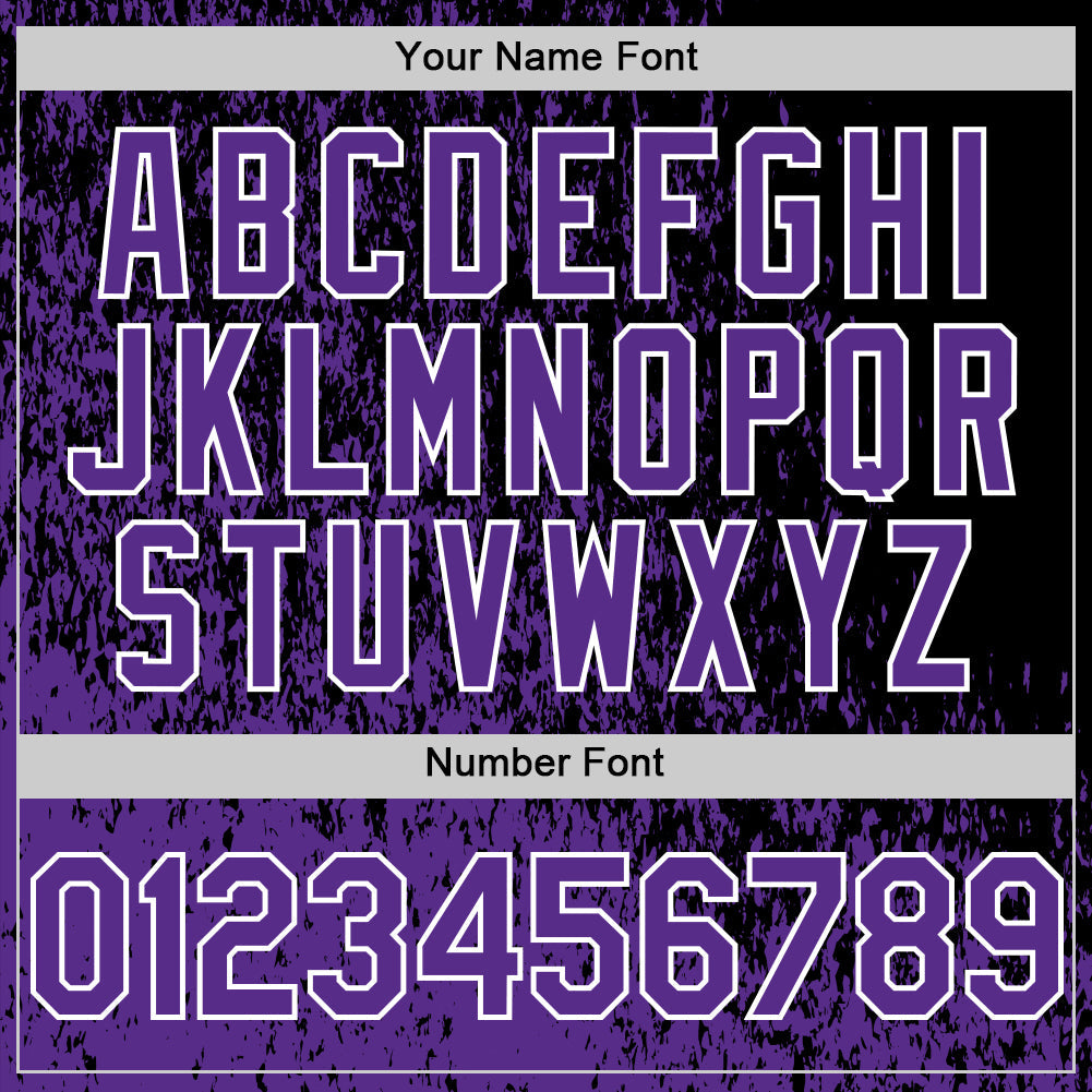 Custom Black Purple-White Abstract Fragment Art 3D Pattern Design Bomber Full-Snap Varsity Letterman Hoodie Jacket view 6