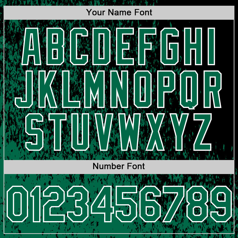 Custom Black Kelly Green-White Abstract Fragment Art 3D Pattern Design Bomber Full-Snap Varsity Letterman Hoodie Jacket view 6