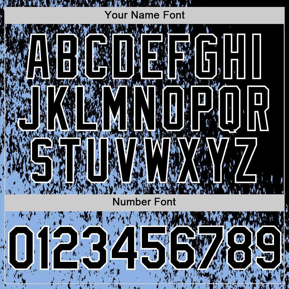 Custom Light Blue Black-White Abstract Fragment Art 3D Pattern Design Bomber Full-Snap Varsity Letterman Hoodie Jacket view 6