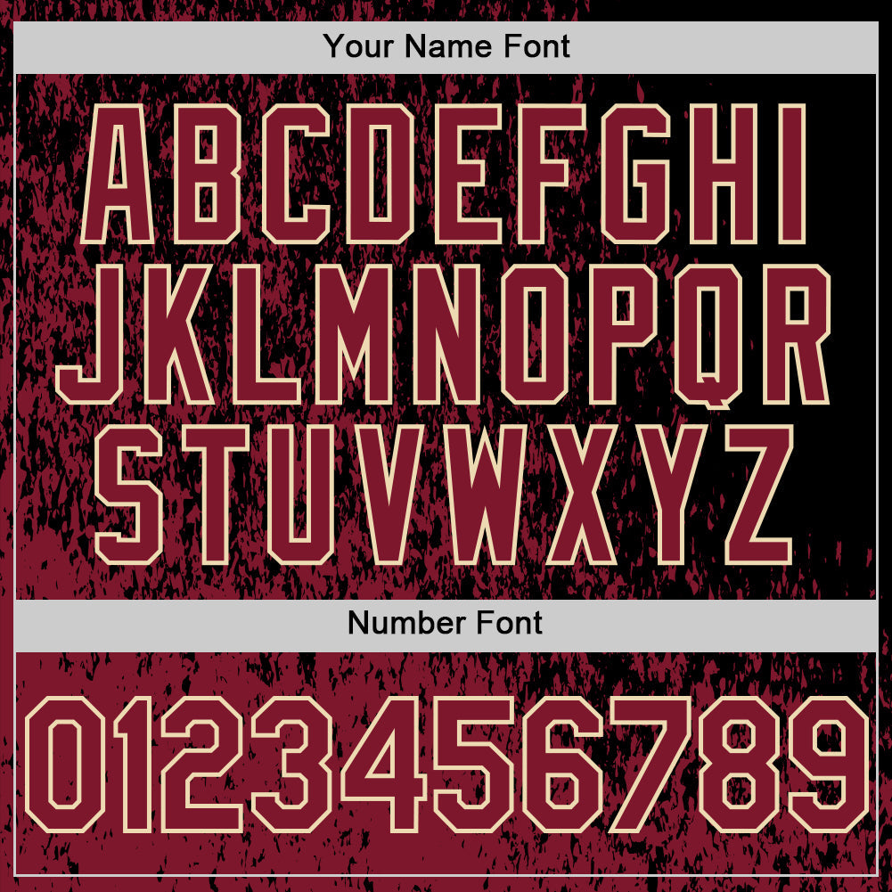 Custom Black Crimson-Cream Abstract Fragment Art 3D Pattern Design Bomber Full-Snap Varsity Letterman Hoodie Jacket view 6