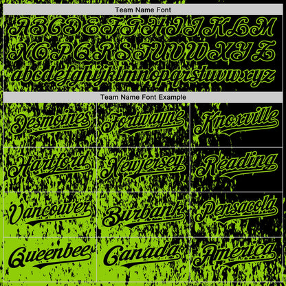 Custom Black Black-Neon Green Abstract Fragment Art 3D Pattern Design Bomber Full-Snap Varsity Letterman Hoodie Jacket view 5