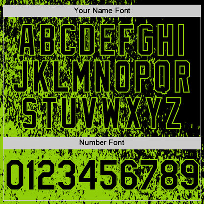 Custom Black Black-Neon Green Abstract Fragment Art 3D Pattern Design Bomber Full-Snap Varsity Letterman Hoodie Jacket view 6