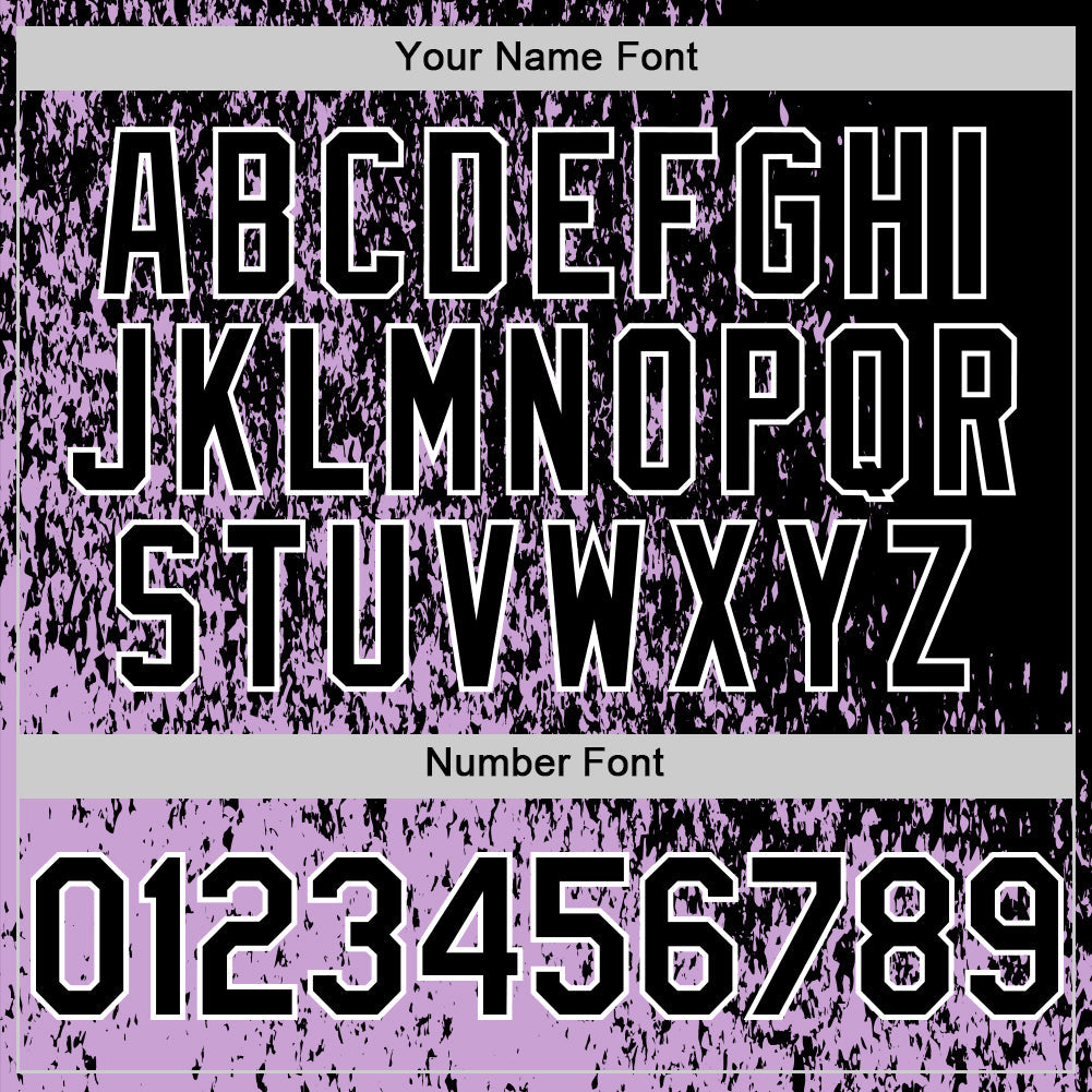 Custom Light Purple Black-White Abstract Fragment Art 3D Pattern Design Bomber Full-Snap Varsity Letterman Hoodie Jacket view 6