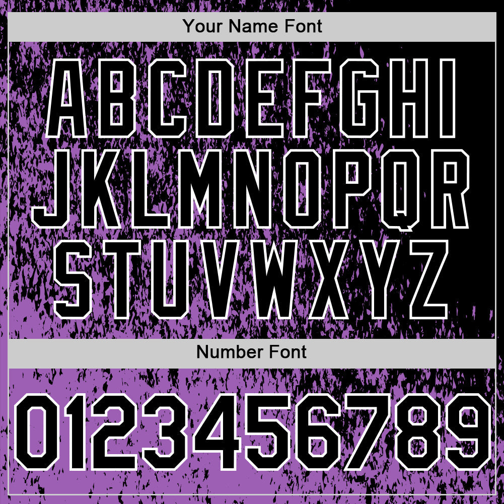 Custom Medium Purple Black-White Abstract Fragment Art 3D Pattern Design Bomber Full-Snap Varsity Letterman Hoodie Jacket view 6