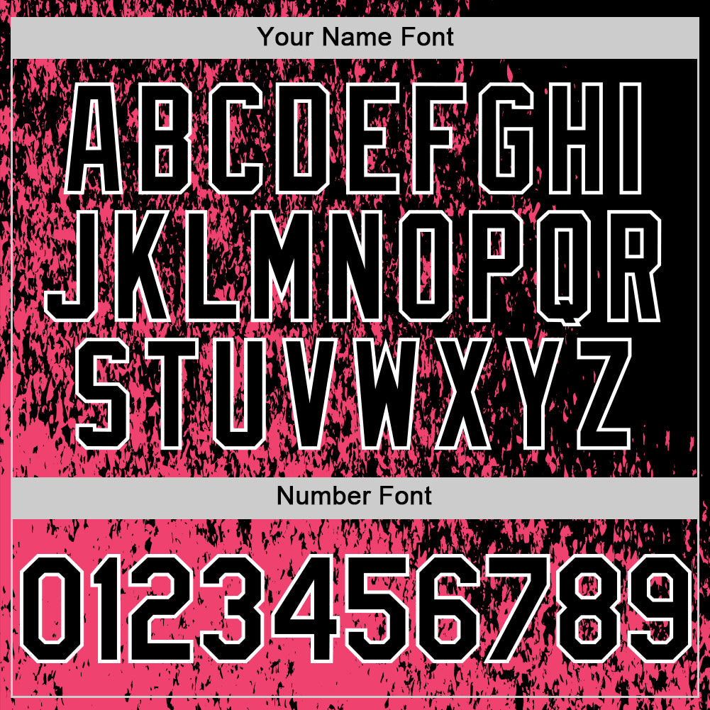 Custom Neon Pink Black-White Abstract Fragment Art 3D Pattern Design Bomber Full-Snap Varsity Letterman Hoodie Jacket view 6