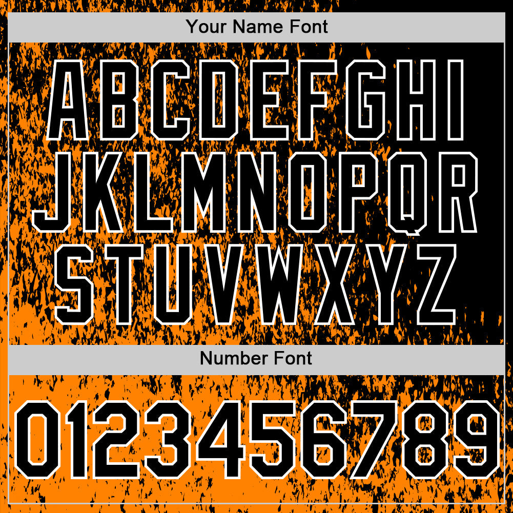 Custom Bay Orange Black-White Abstract Fragment Art 3D Pattern Design Bomber Full-Snap Varsity Letterman Hoodie Jacket view 6