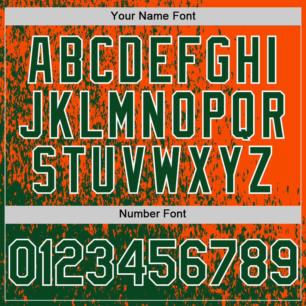 Custom Orange Green-White Abstract Fragment Art 3D Pattern Design Bomber Full-Snap Varsity Letterman Hoodie Jacket view 6