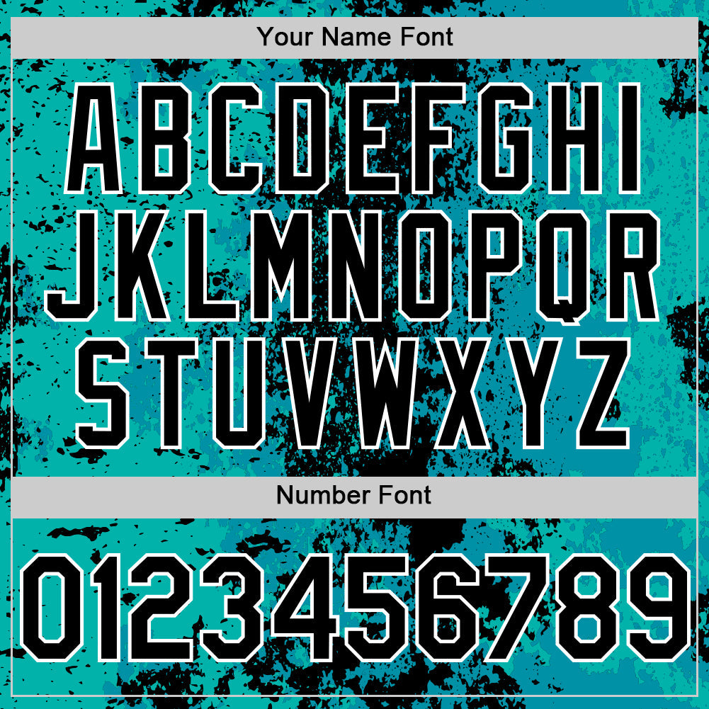 Custom Teal Black-White 3D Pattern Design Bomber Full-Snap Varsity Letterman Hoodie Jacket view 6