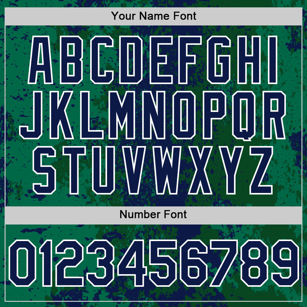 Custom Green Navy-White 3D Pattern Design Bomber Full-Snap Varsity Letterman Hoodie Jacket view 6
