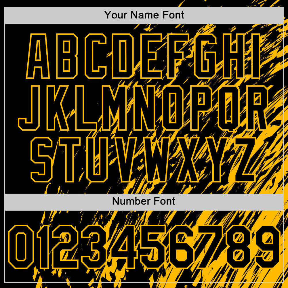 Custom Black Black-Gold 3D Pattern Design Bomber Full-Snap Varsity Letterman Hoodie Jacket view 6