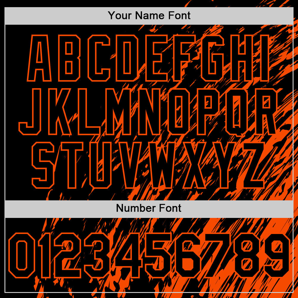 Custom Black Black-Orange 3D Pattern Design Bomber Full-Snap Varsity Letterman Hoodie Jacket view 6