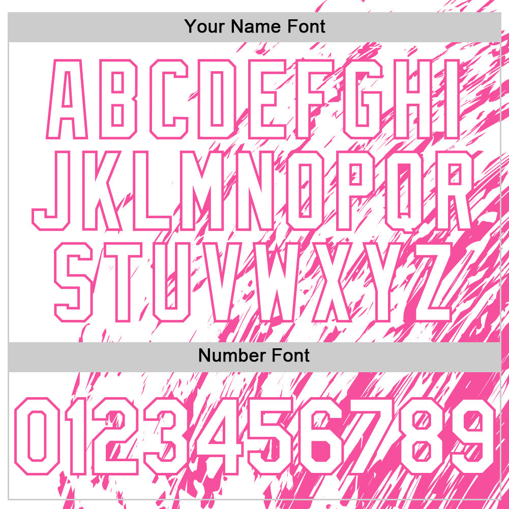 Custom White White-Pink 3D Pattern Design Bomber Full-Snap Varsity Letterman Hoodie Jacket view 6