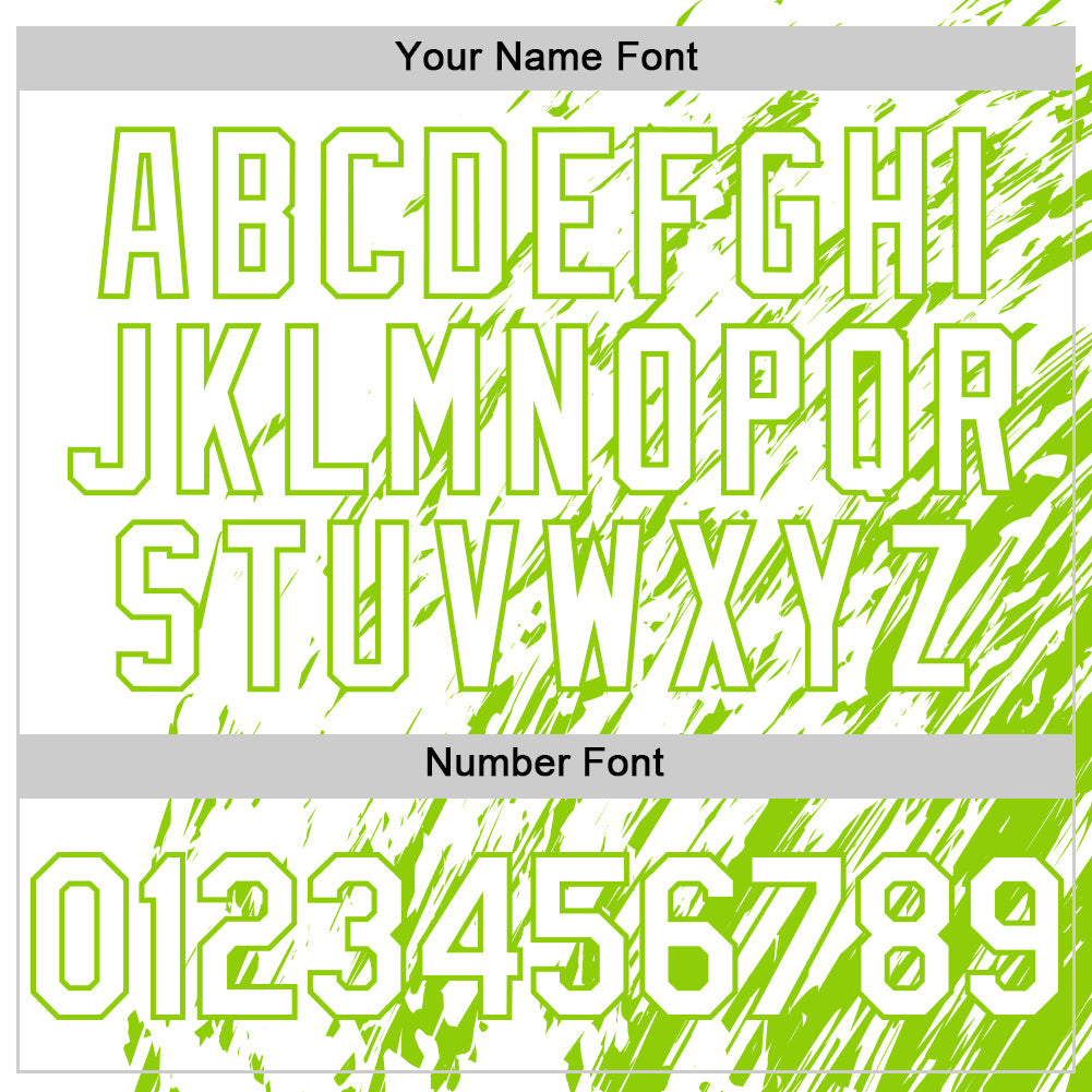 Custom White White-Neon Green 3D Pattern Design Bomber Full-Snap Varsity Letterman Hoodie Jacket view 6
