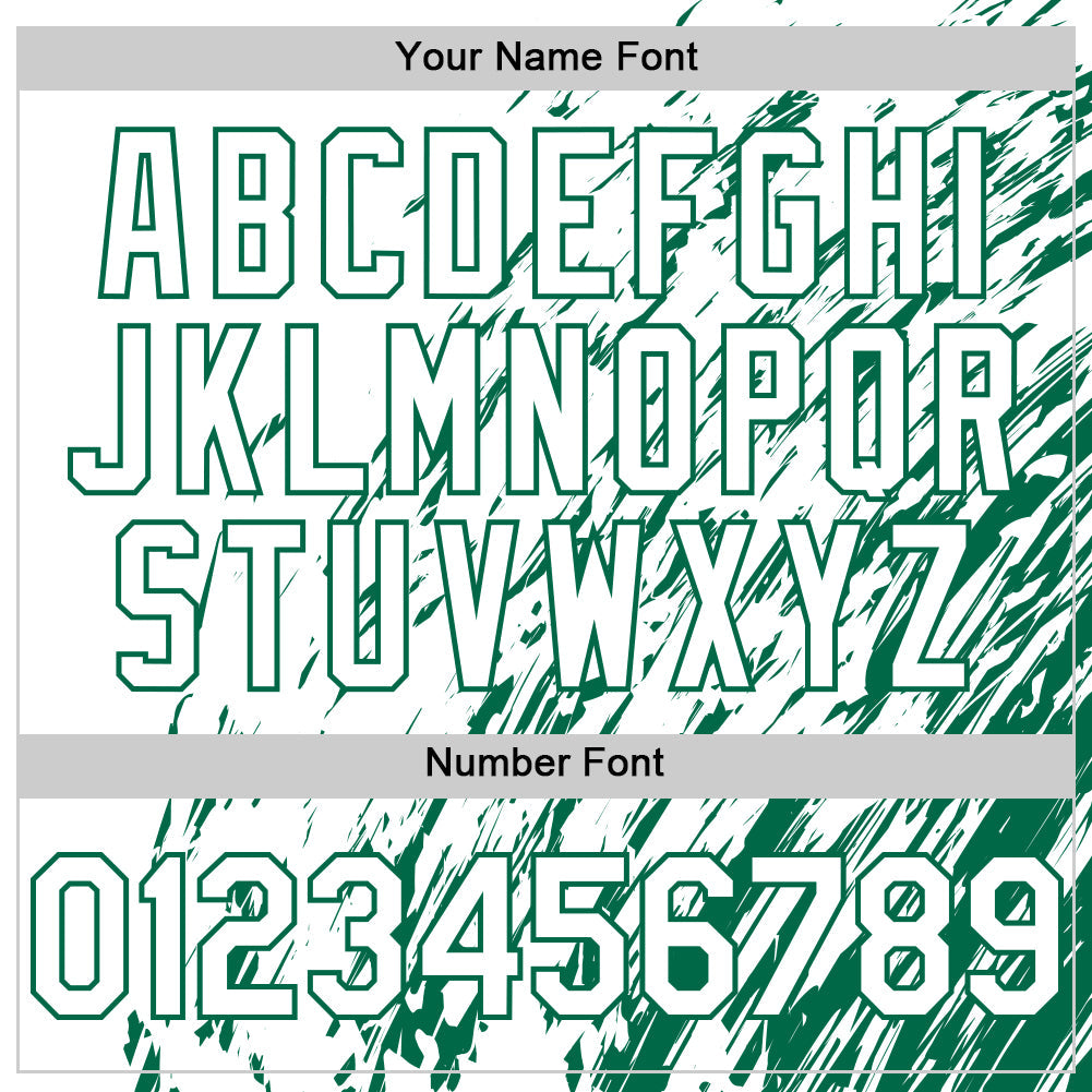 Custom White White-Kelly Green 3D Pattern Design Bomber Full-Snap Varsity Letterman Hoodie Jacket view 6