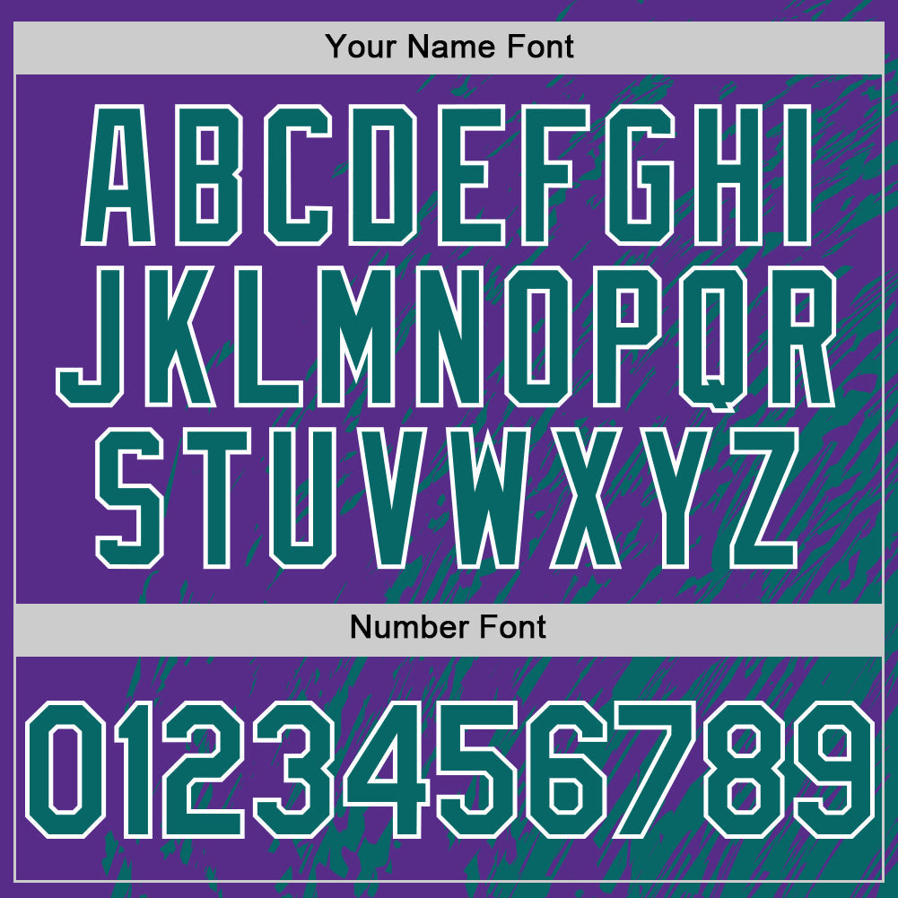Custom Purple Teal-White 3D Pattern Design Bomber Full-Snap Varsity Letterman Hoodie Jacket view 6