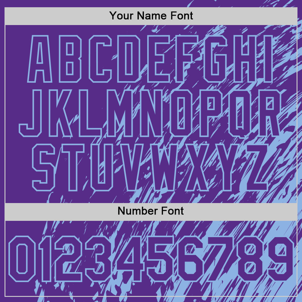 Custom Purple Purple-Light Blue 3D Pattern Design Bomber Full-Snap Varsity Letterman Hoodie Jacket view 6