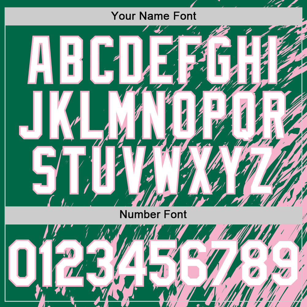 Custom Kelly Green White-Light Pink 3D Pattern Design Bomber Full-Snap Varsity Letterman Hoodie Jacket view 6