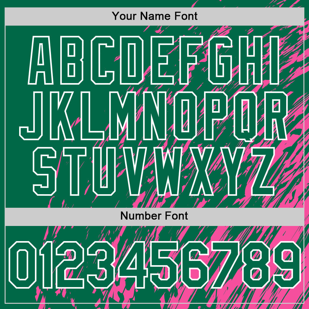 Custom Pink Kelly Green-White 3D Pattern Design Bomber Full-Snap Varsity Letterman Hoodie Jacket view 6