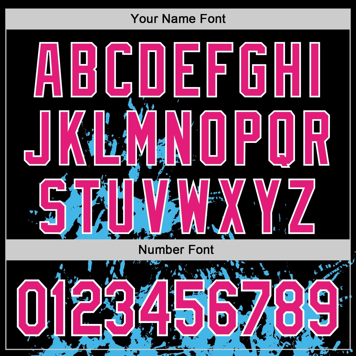 Custom Black Hot Pink Sky Blue-White Splash Art 3D Pattern Design Bomber Full-Snap Varsity Letterman Hoodie Jacket view 6