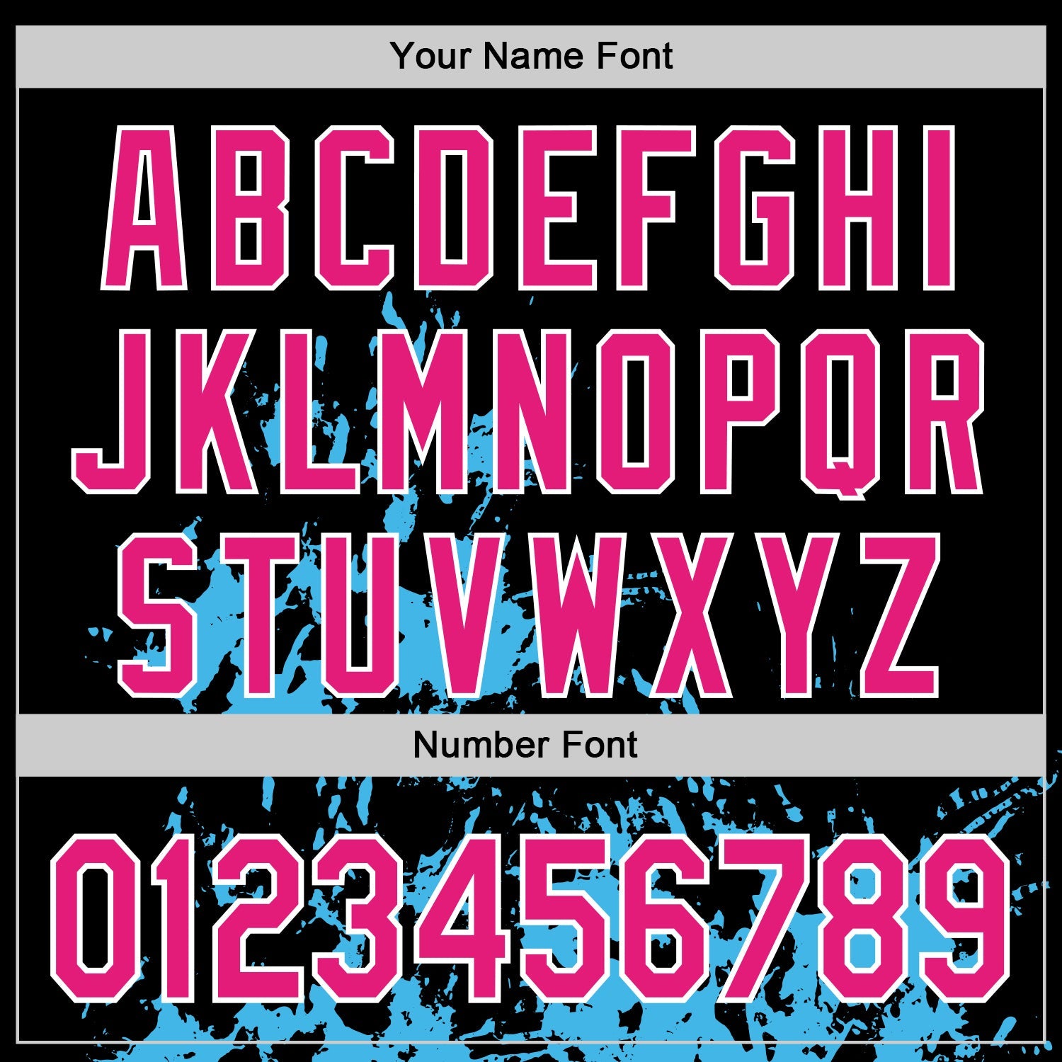 Custom Black Hot Pink Sky Blue-White Splash Art 3D Pattern Design Bomber Full-Snap Varsity Letterman Hoodie Jacket view 6
