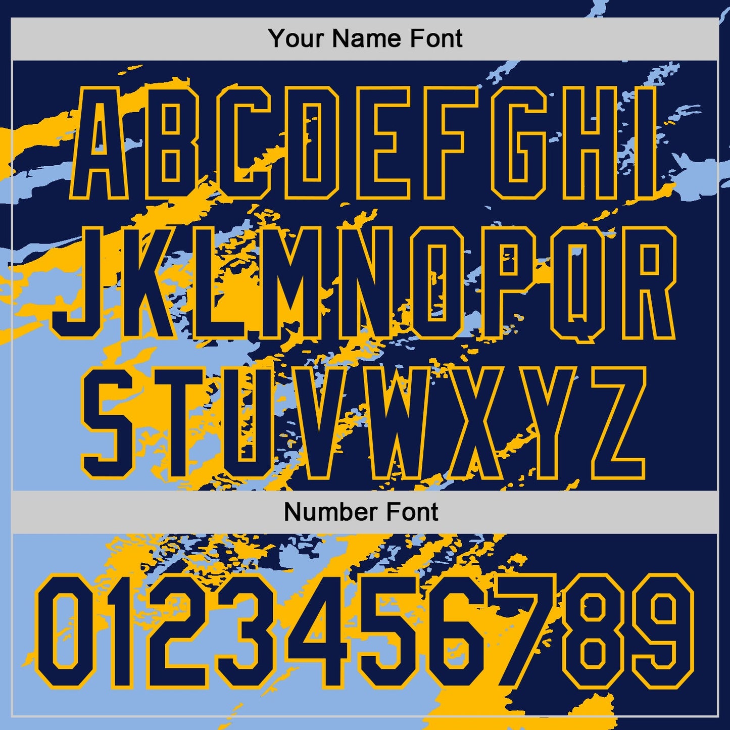Custom Navy Light Blue-Gold Splash Art 3D Pattern Design Bomber Full-Snap Varsity Letterman Hoodie Jacket view 6