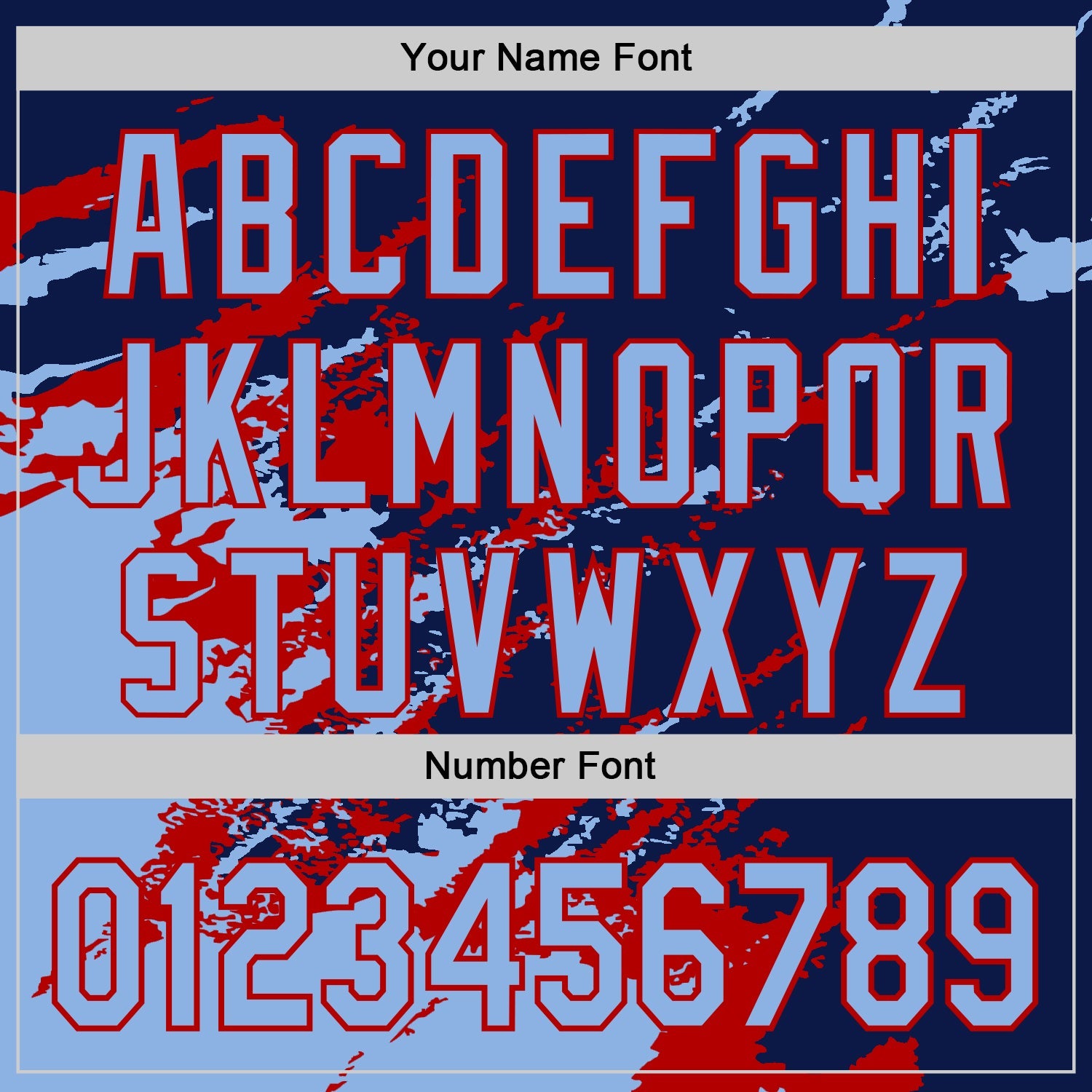 Custom Navy Light Blue Red-White Splash Art 3D Pattern Design Bomber Full-Snap Varsity Letterman Hoodie Jacket view 6
