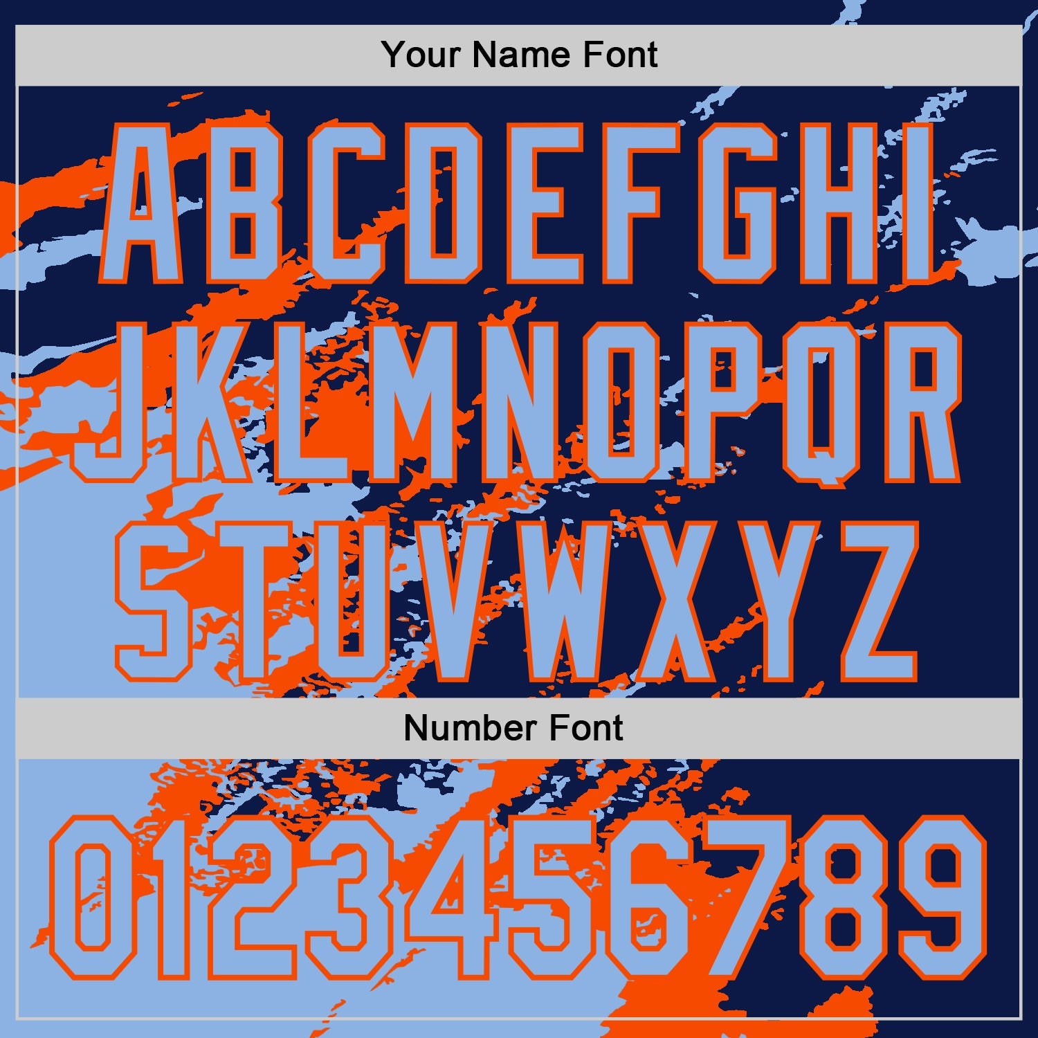 Custom Navy Light Blue-Orange Splash Art 3D Pattern Design Bomber Full-Snap Varsity Letterman Hoodie Jacket view 6