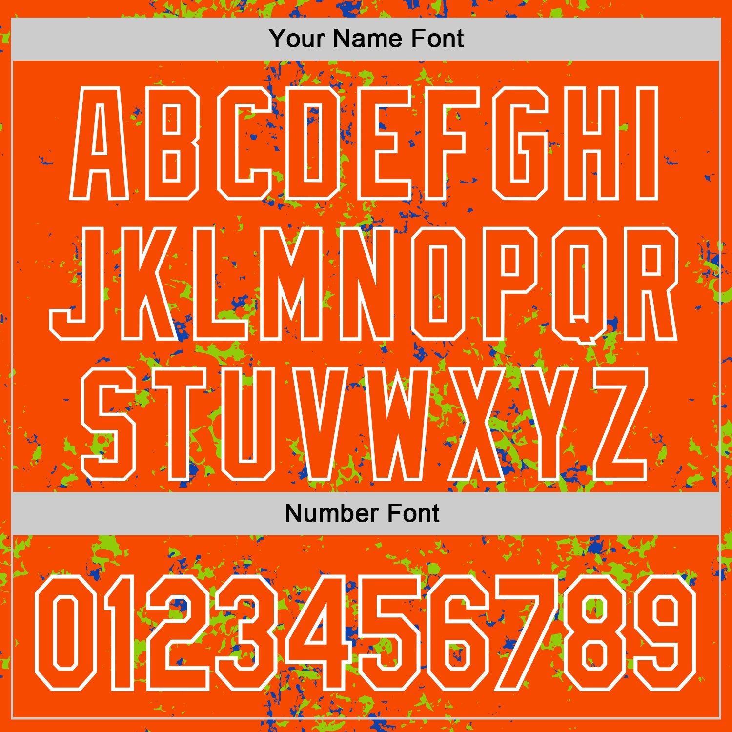 Custom Orange Neon Green Thunder Blue-White Fragment Pattern Bomber Full-Snap Varsity Letterman Hoodie Jacket view 6