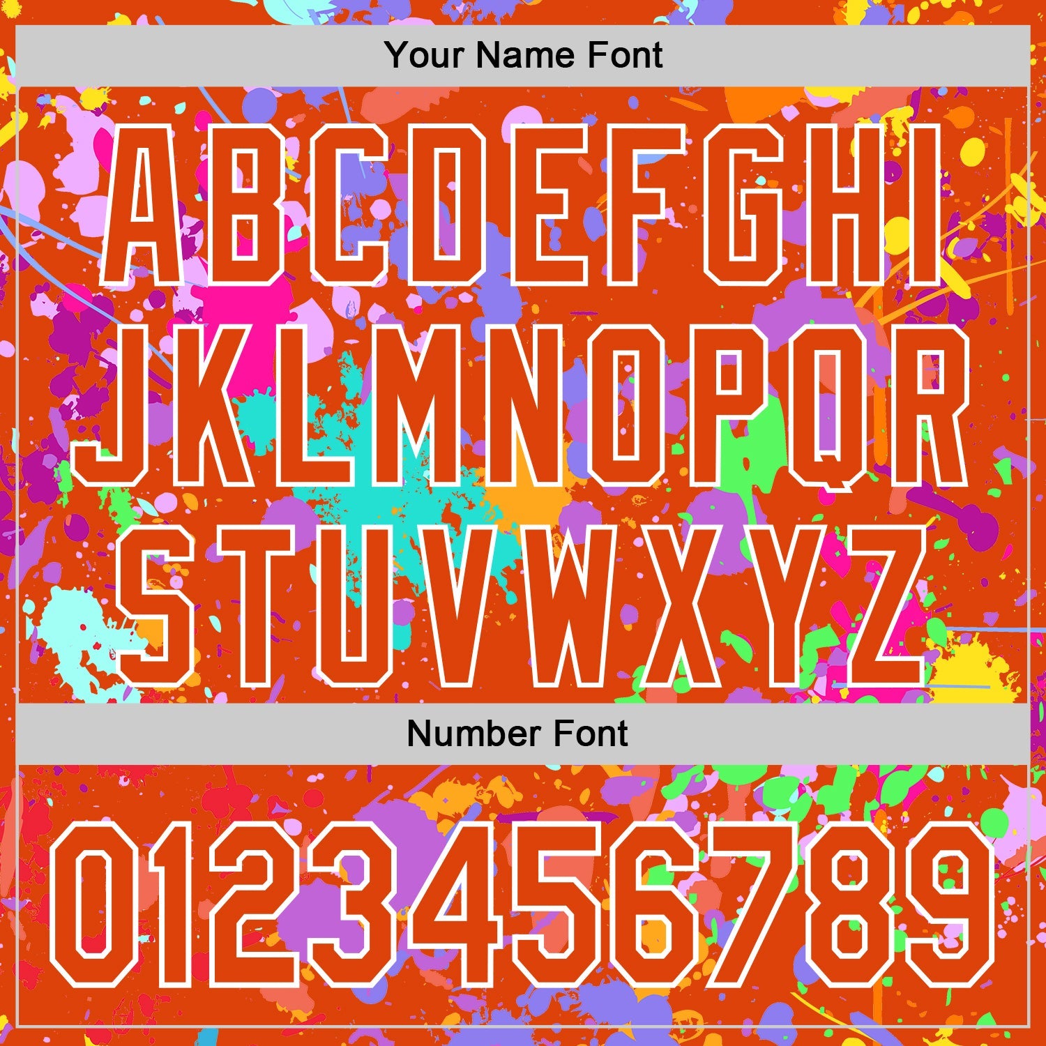 Custom Graffiti Pattern Orange-White Splash Bomber Full-Snap Varsity Letterman Hoodie Jacket view 6
