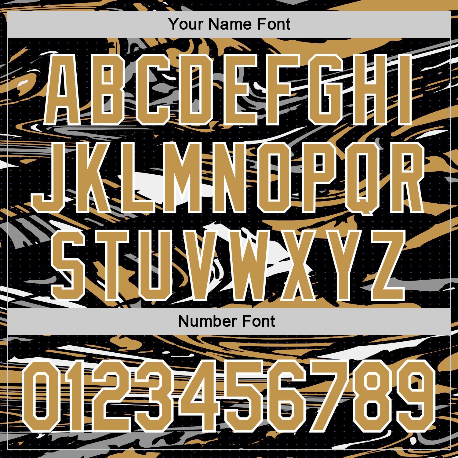 Custom Figure Old Gold Black-White Fluid Pattern Bomber Full-Snap Varsity Letterman Hoodie Jacket view 6
