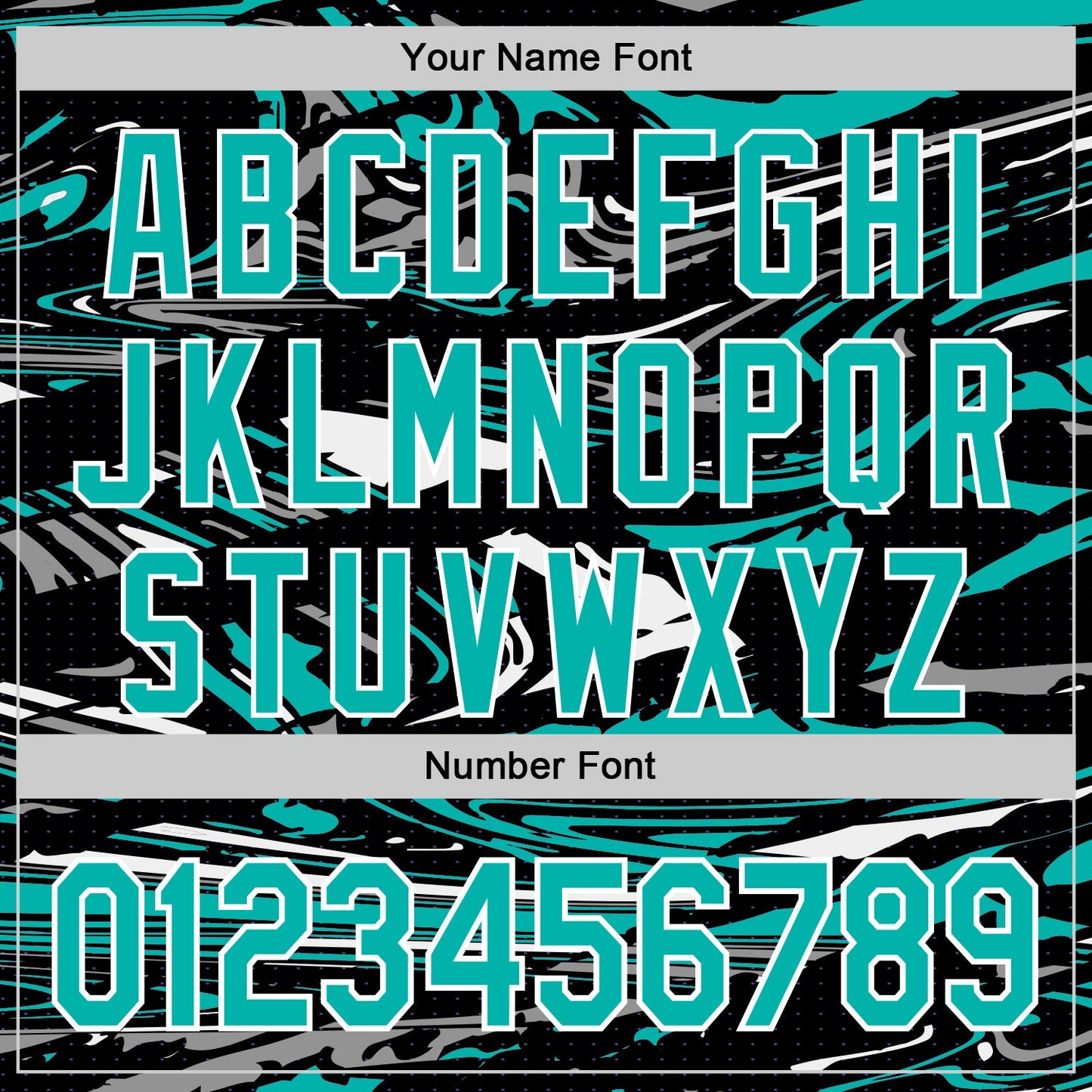Custom Figure Aqua Black-White Fluid Pattern Bomber Full-Snap Varsity Letterman Hoodie Jacket view 6