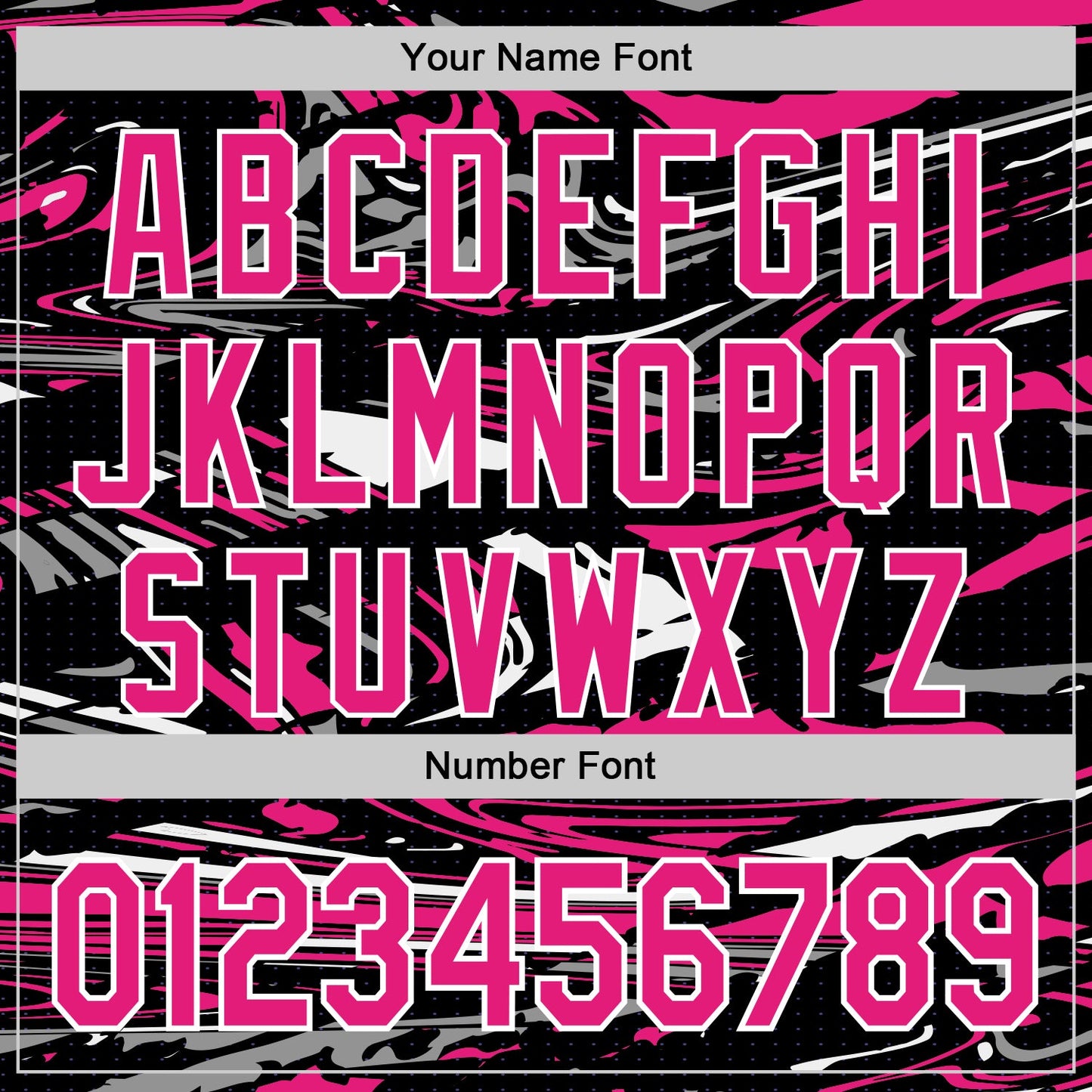Custom Figure Hot Pink Black-White Fluid Pattern Bomber Full-Snap Varsity Letterman Hoodie Jacket view 6