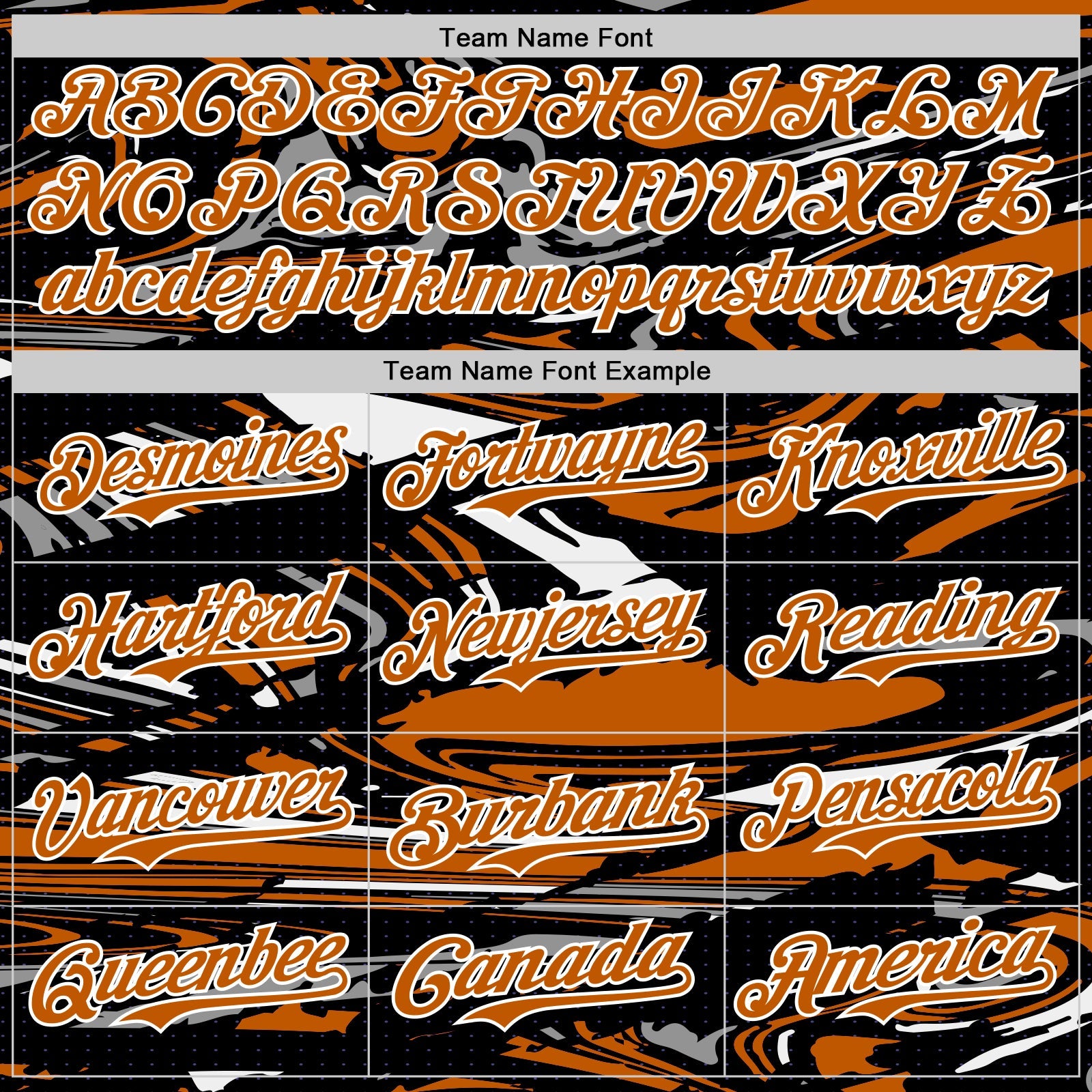 Custom Figure Texas Orange Black-White Fluid Pattern Bomber Full-Snap Varsity Letterman Hoodie Jacket view 5